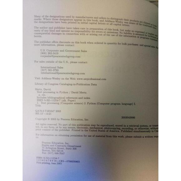 Text Processing In Python ~ David Mertz 2003 - Picture 4 of 4